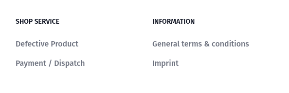 Preview of a footer navigation